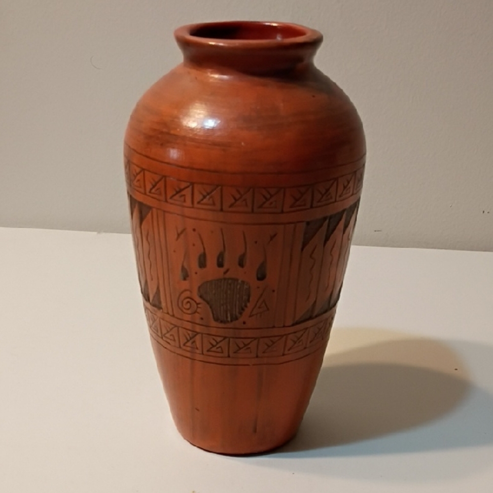 Southwestern Terracotta Vase with Tribal Motif